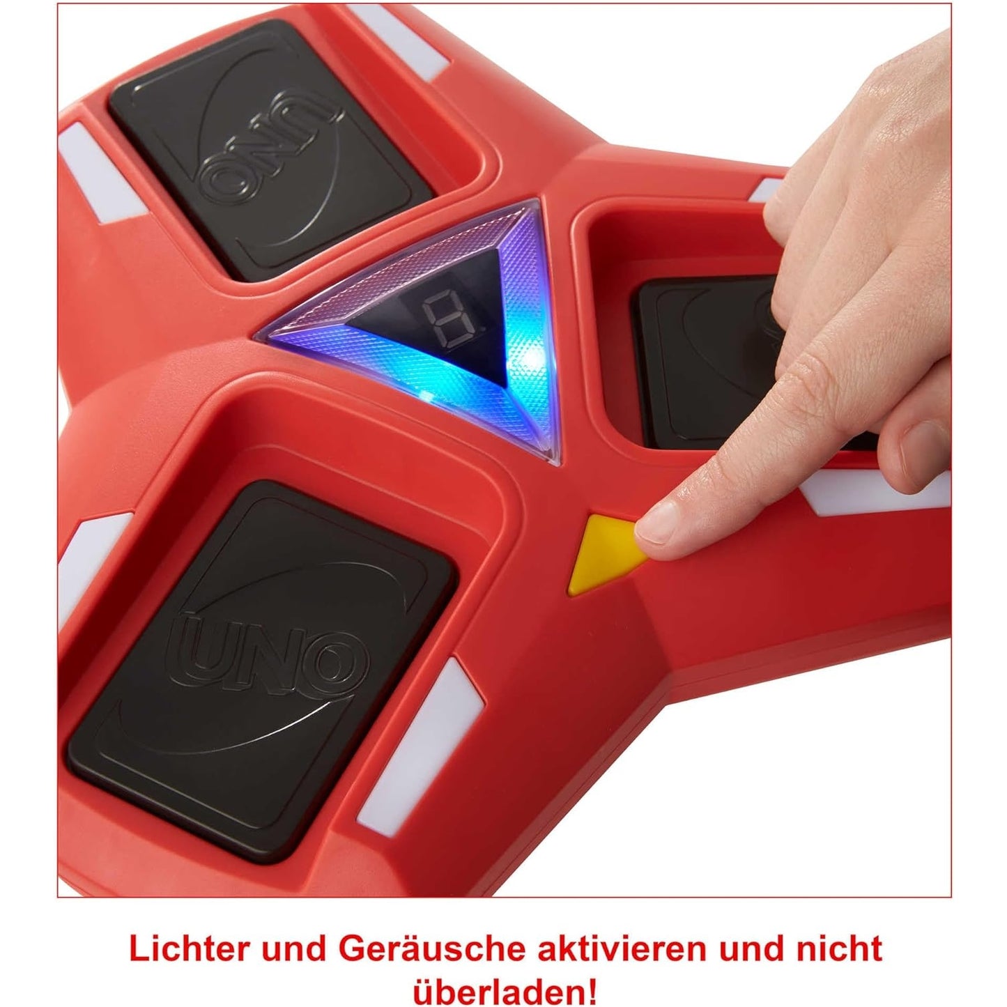 UNO Triple Play - Kartenspiel mit Licht- und Soundeffekten für dreifachen Spielspaß, inklusive Timer-Modus und LED