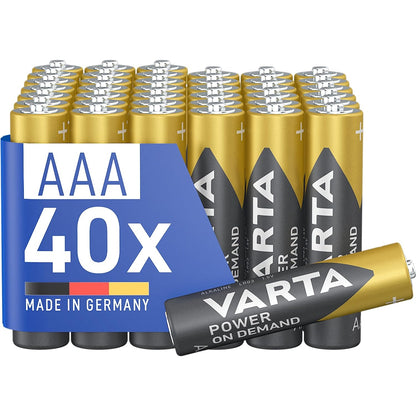 VARTA Batterien AAA, 40 Stück, Power on Demand, Alkaline, 1,5V, Vorratspack in umweltschonender Verpackung