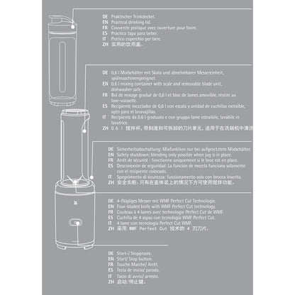 WMF Kult X Mix & Go Mini Smoothie Maker Standmixer Blender elektrisch Shake Mixer 300 Watt Tritan-Kunststoff Flasche