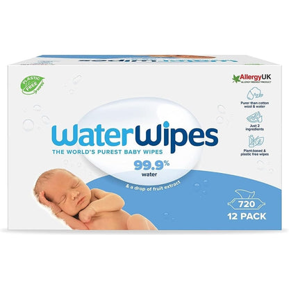 WaterWipes plastikfreie Feuchttücher für Babys und Kleinkinder 720 Stück 12 Packungen