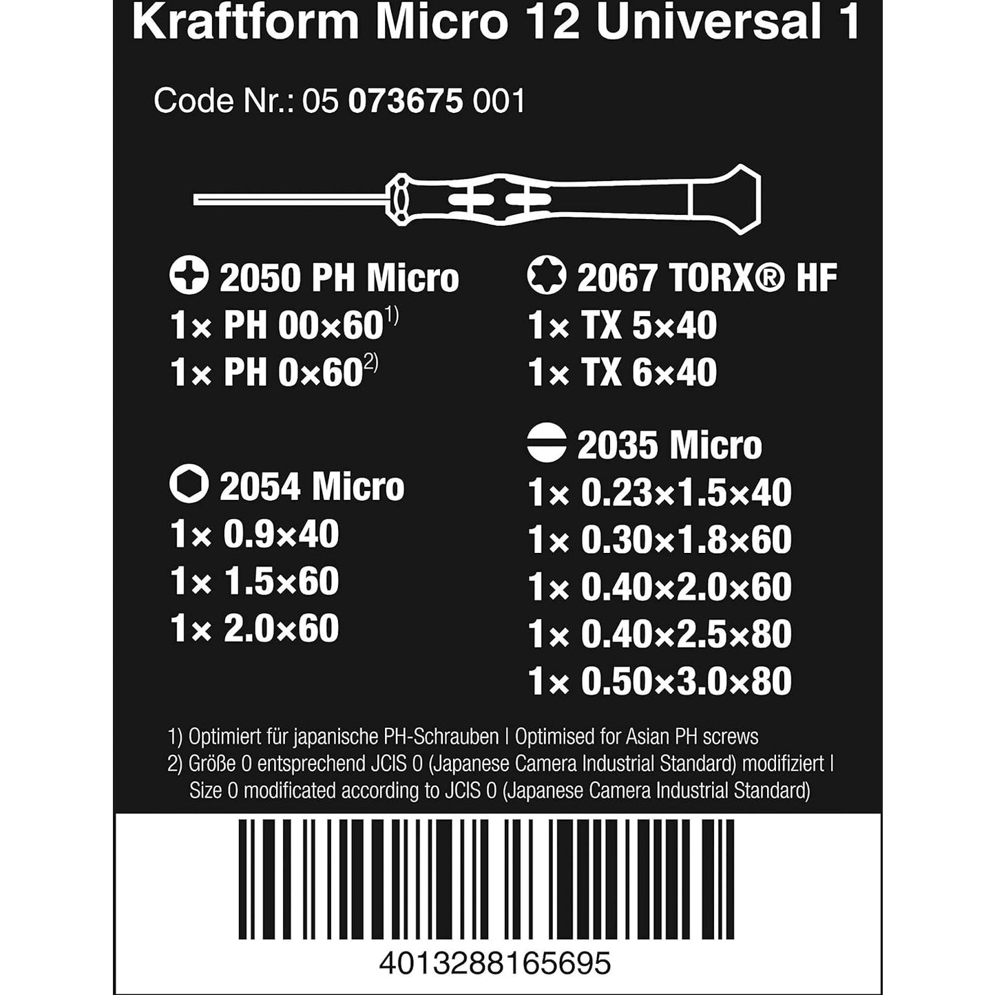 Wera Kraftform Micro Elektroniker Schraubendrehersatz, 12-teilig, 05073675001