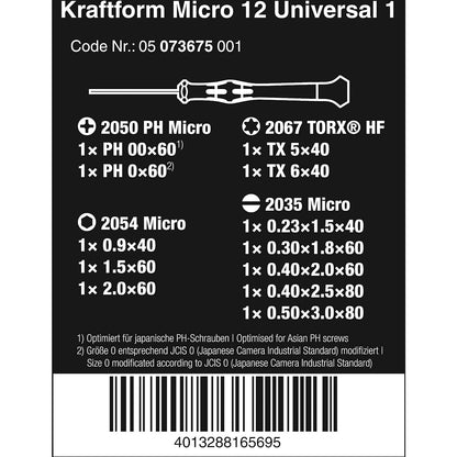 Wera Kraftform Micro Elektroniker Schraubendrehersatz, 12-teilig, 05073675001