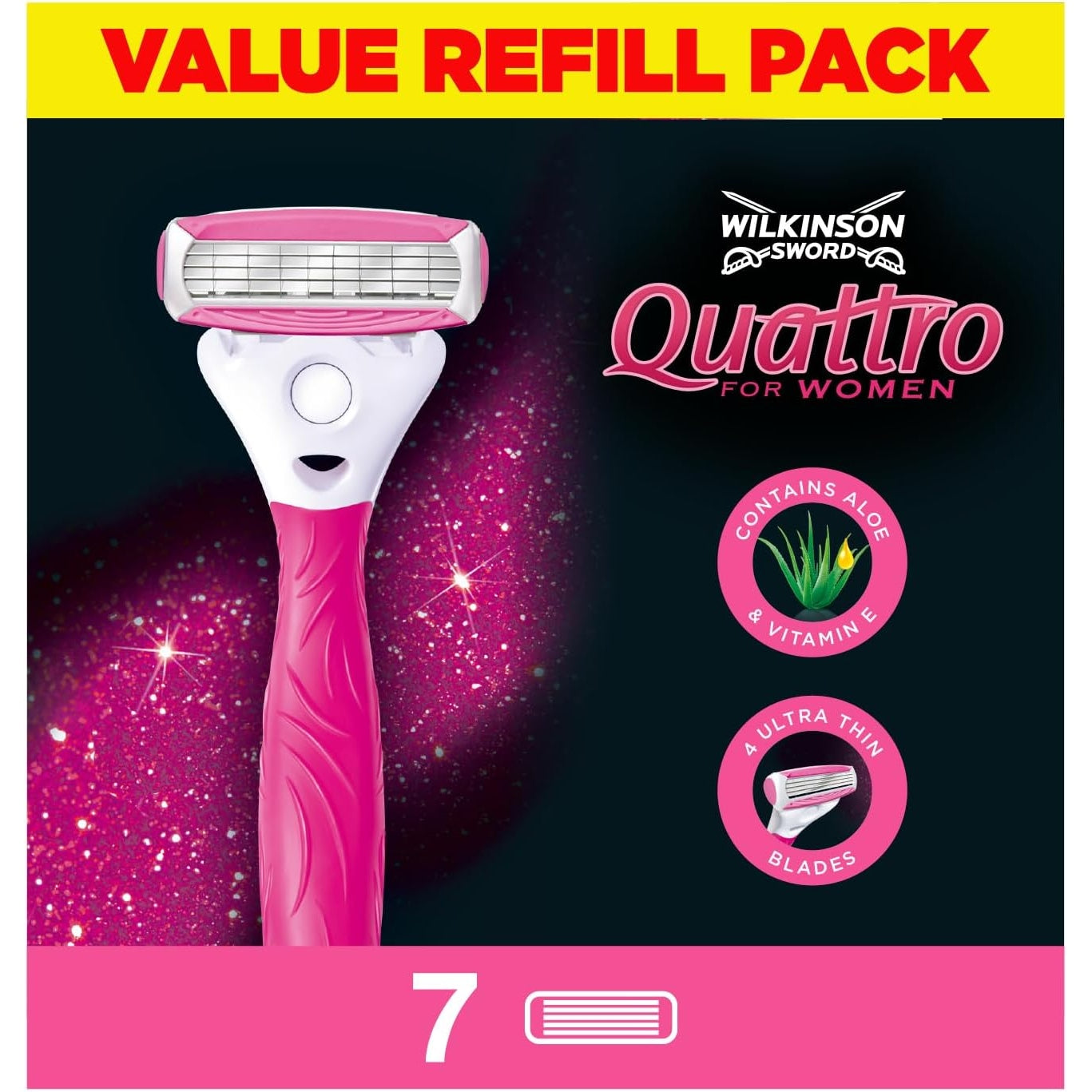 Wilkinson Sword Quattro for Women Rasierklingen für Damen Rasierer, 7 Stück